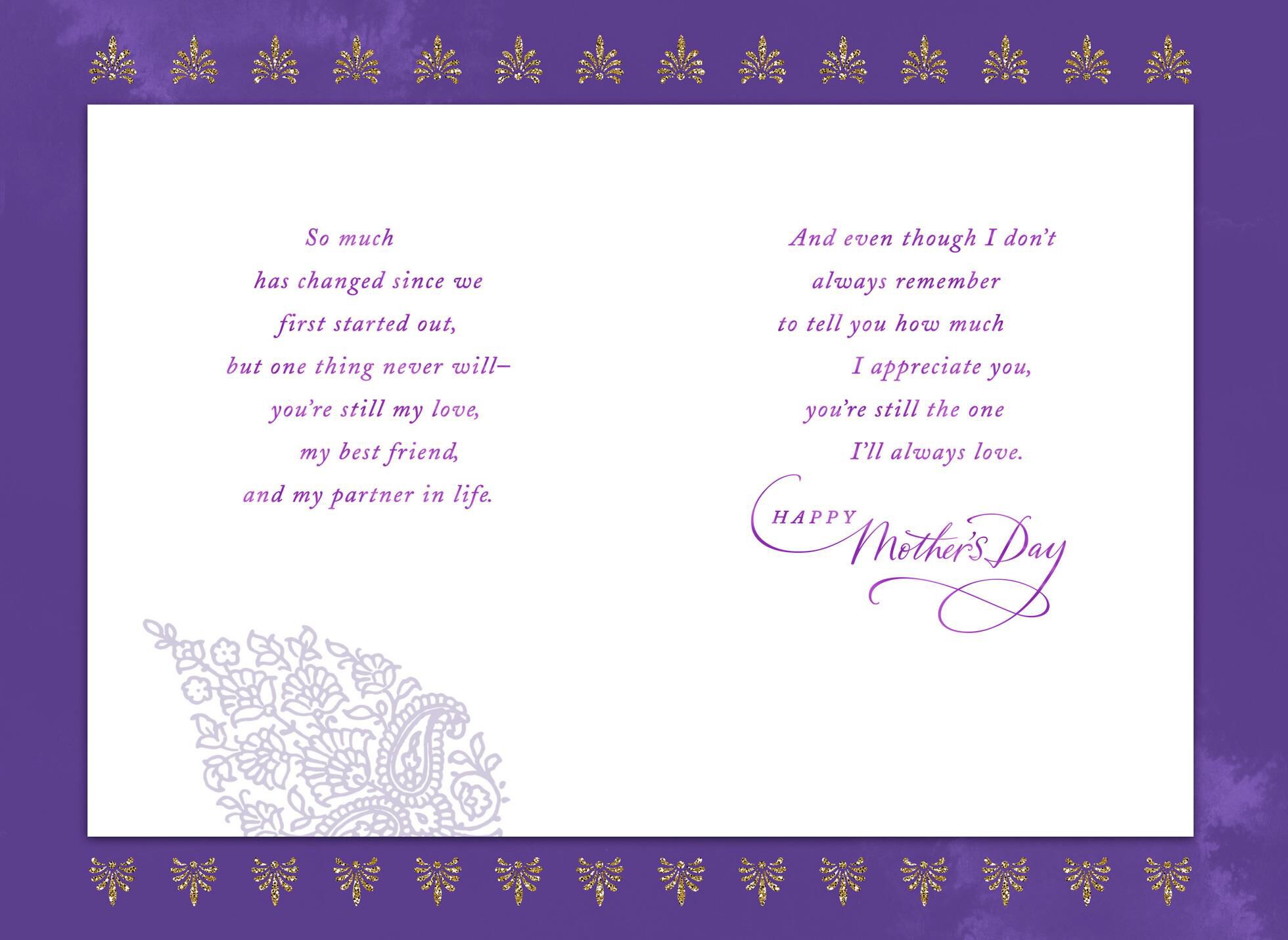 Purple and Gold Patterned Mother's Day Card