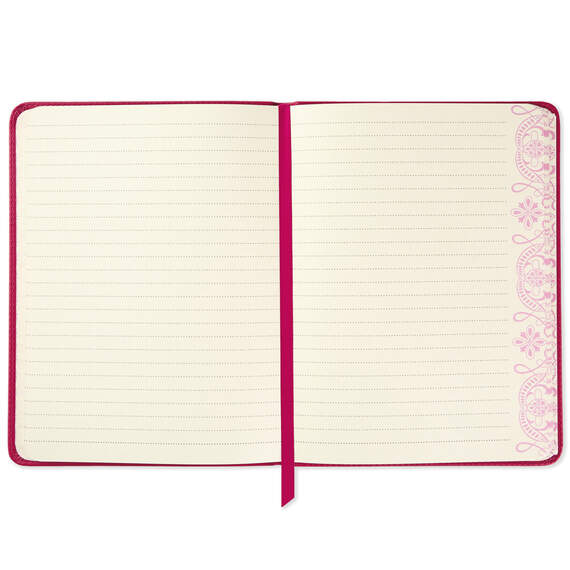 Embossed Border Fuchsia Faux Leather Notebook, , large image number 4