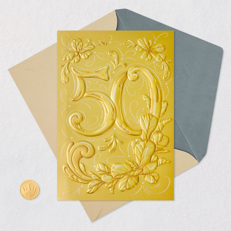 Ornate Gold Leaves 50th Anniversary Card for Couple  image number 6