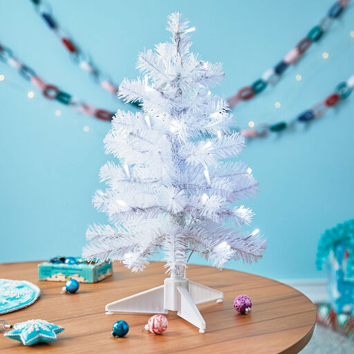 Miniature White Pre-Lit Christmas Tree, 18.75", 