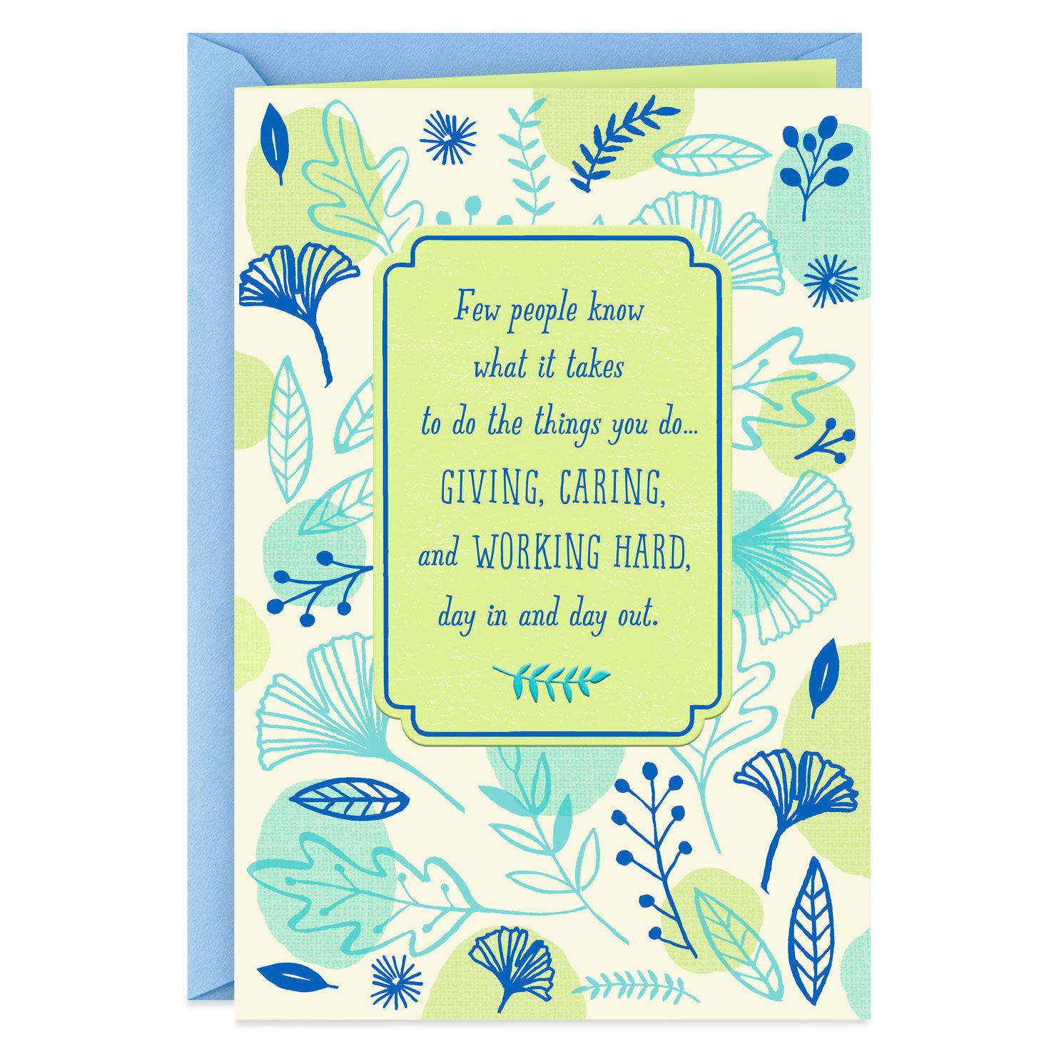all your giving, caring and working hard thank you card