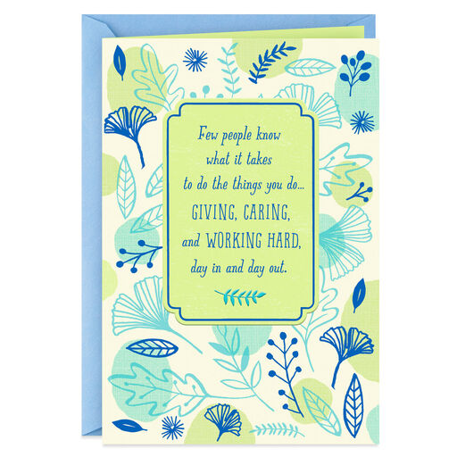 Giving, Caring and Working Hard Thank-You Card, 