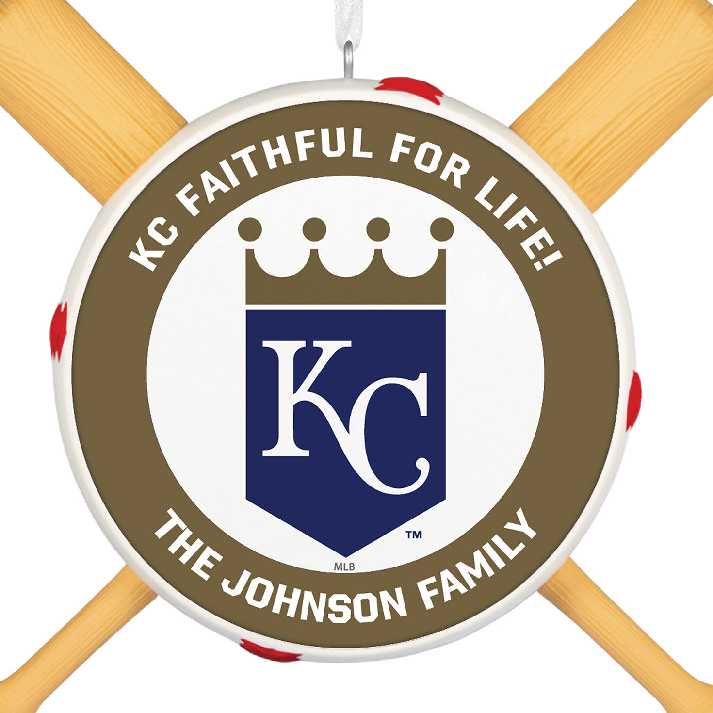 Kansas City Royals Personalized Text Ornament closeup view image number 6