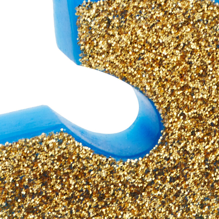 "3" Birthday Candle in Blue With Gold Glitter, , large image number 3
