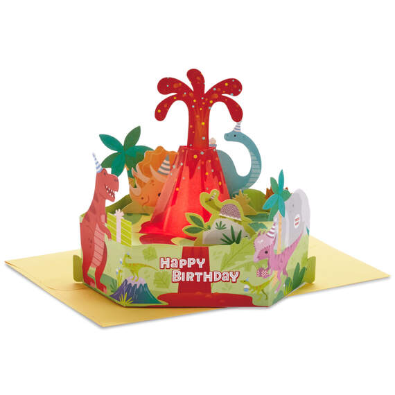 Dinosaurs Musical 3D Pop-Up Birthday Card With Light