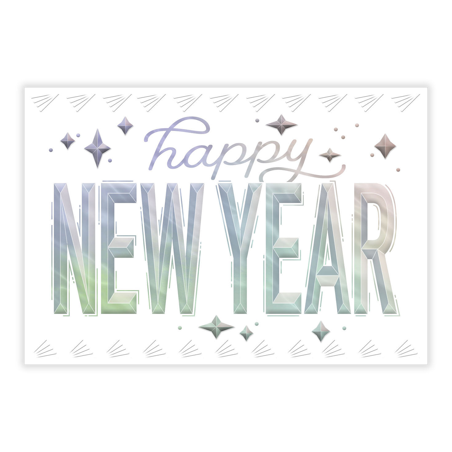 Iridescent Letters Personalized New Year Card front image number 2