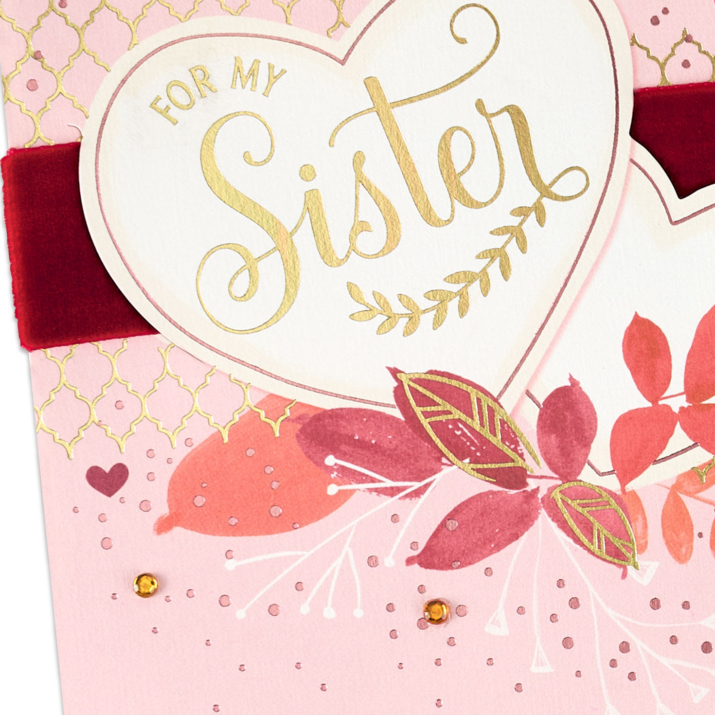 Hearts and Leaves Sister Valentine's Day Card Card Front Detail image number 5