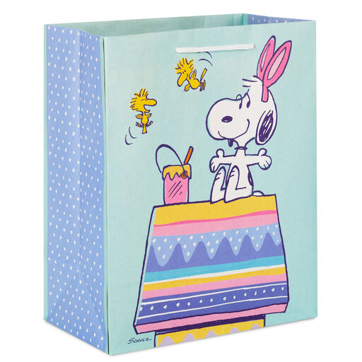 9.6" Peanuts® Snoopy With Decorated Doghouse Medium Easter Gift Bag, 