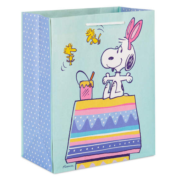 9.6" Peanuts® Snoopy With Decorated Doghouse Medium Easter Gift Bag