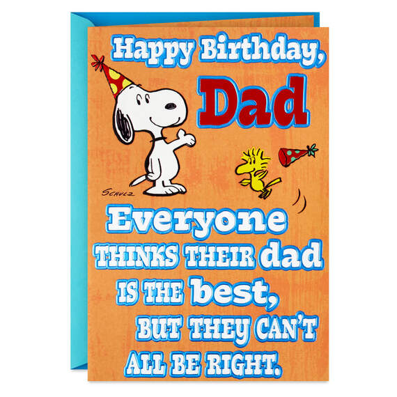 Peanuts® Snoopy and Woodstock World's Best Dad Funny Birthday Card, , large image number 1