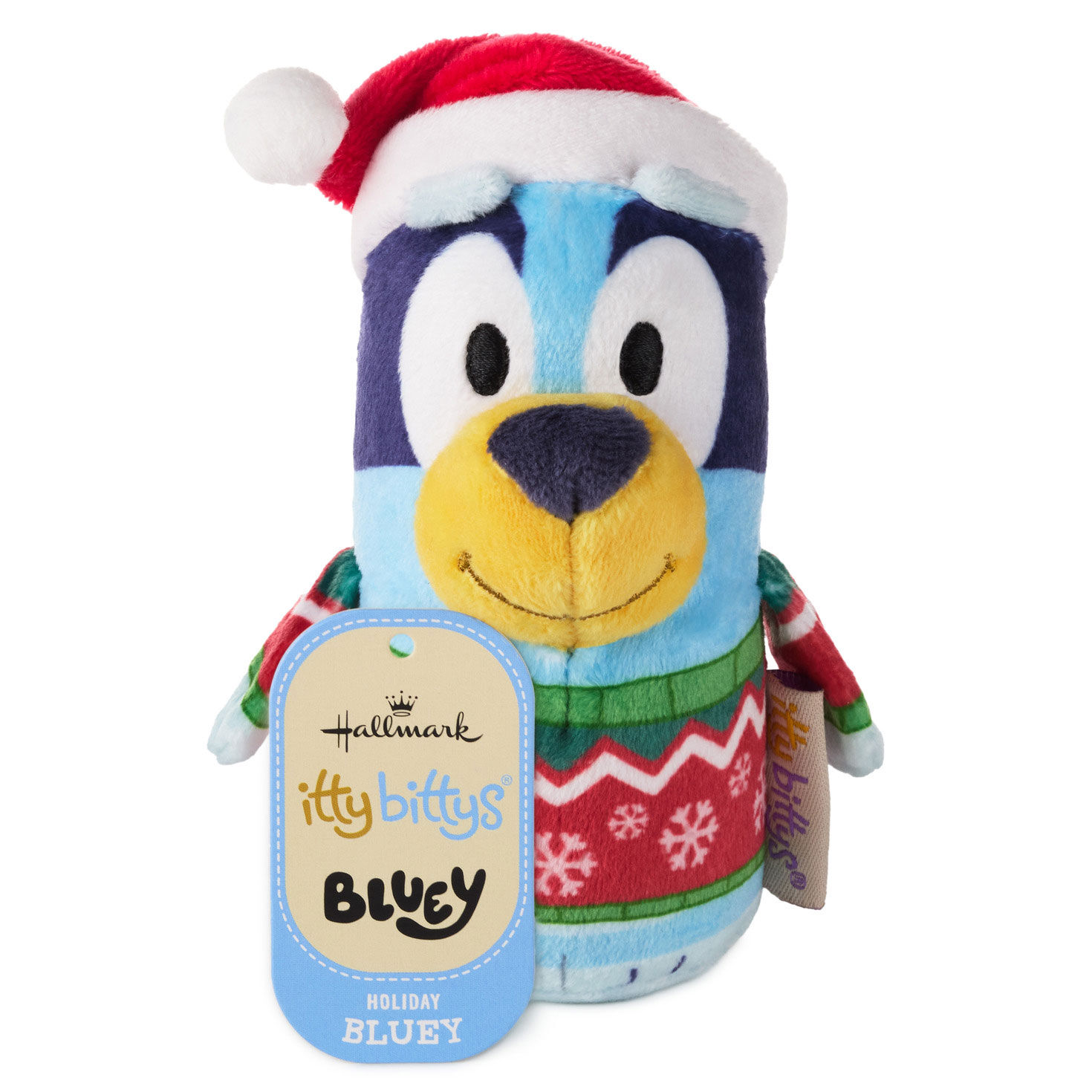 Holiday Bluey Plush in Santa Hat and Sweater front with tag image number 2