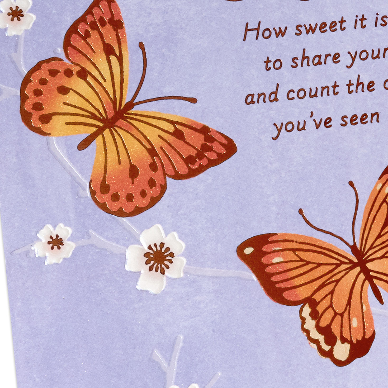 Monarch Butterflies on Purple Anniversary Card for Couple Card Front Detail image number 4