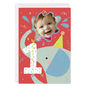 Festive Elephant Custom First Birthday Card, , large image number 1