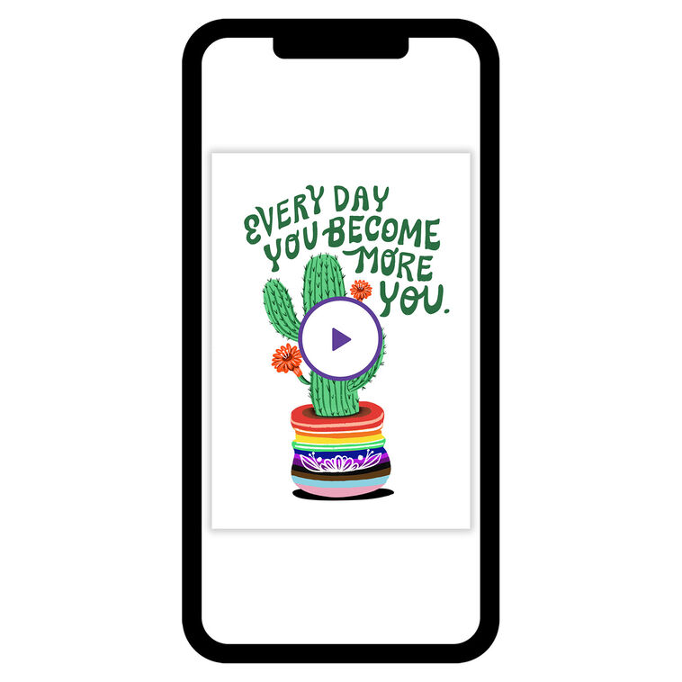 Cactus Colored Pot Personalized Encouragement Card phone with card front image number 1
