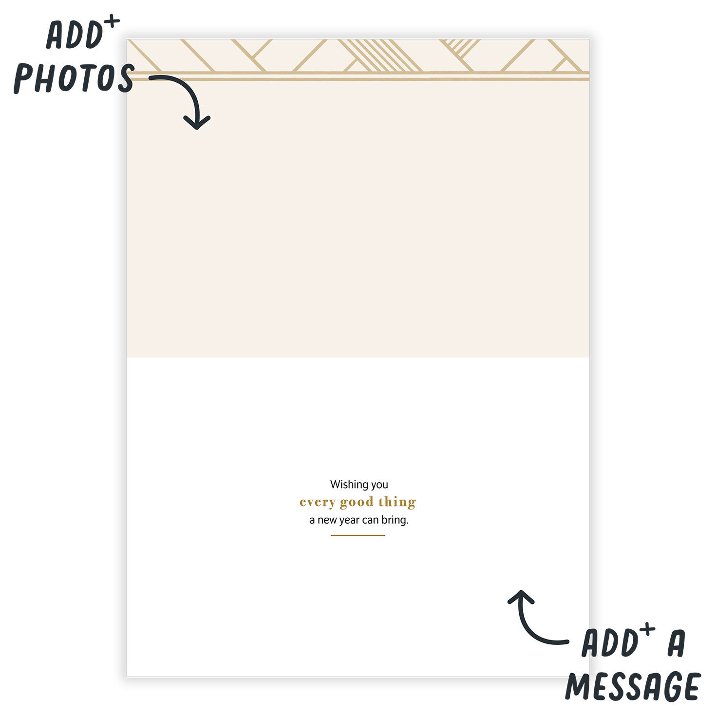 Large Gold 2026 Numbers Personalized New Year Card Open Card indicating personalization image number 3