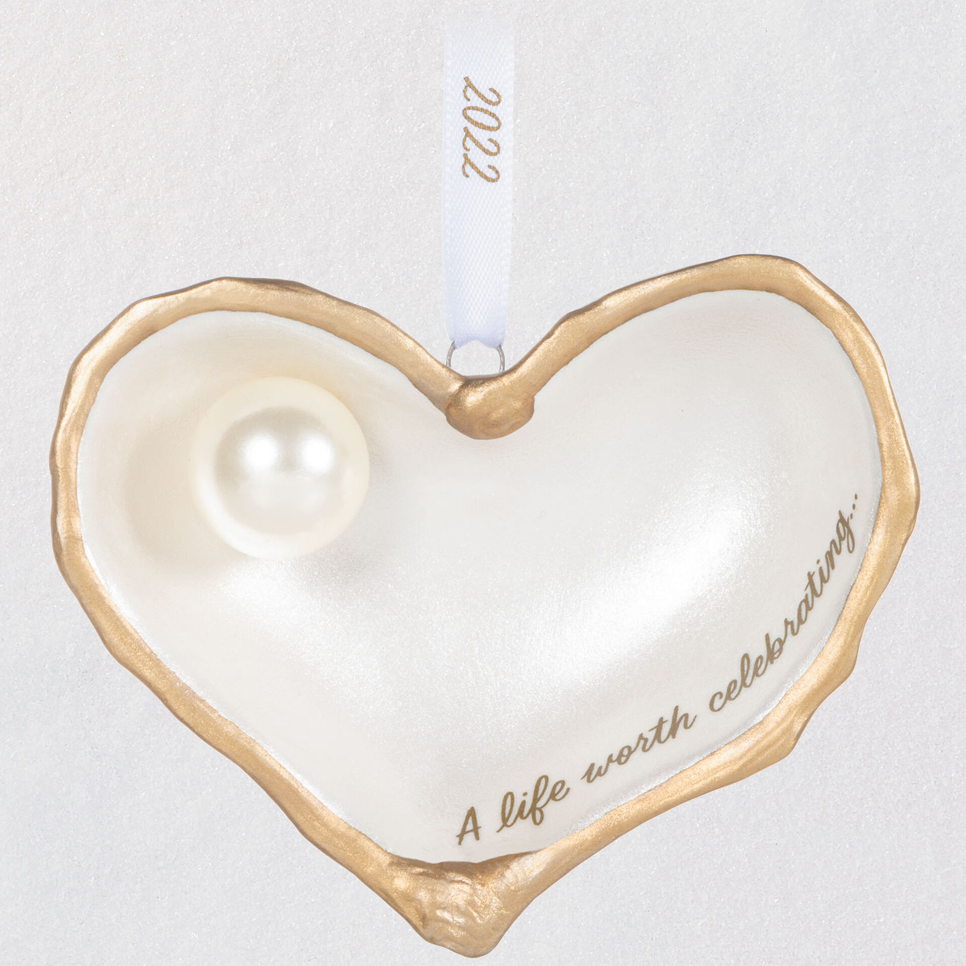 A Life Worth Celebrating Memorial Shell 22 Porcelain Ornament Keepsake Ornaments Hallmark