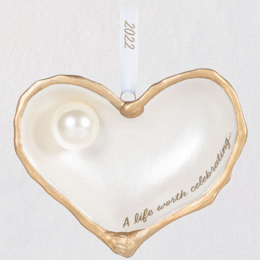 A Life Worth Celebrating Memorial Shell 2022 Porcelain Ornament, 