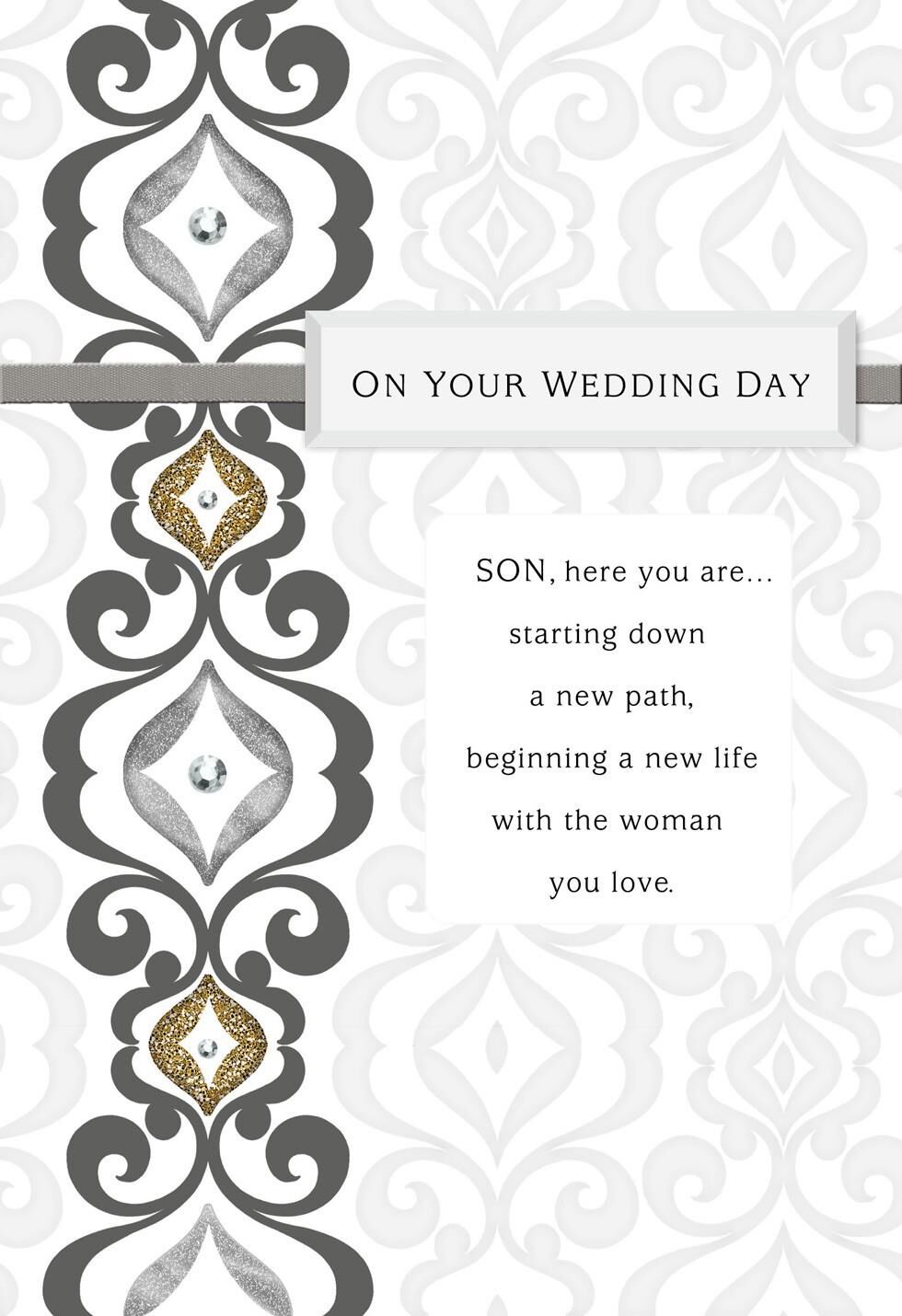 Silver and Gold Wedding Card for Son From Both