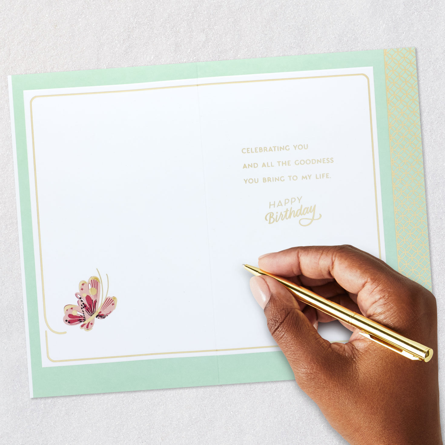 Pink Green Butterflies Friendship Birthday Card Signing card image number 6