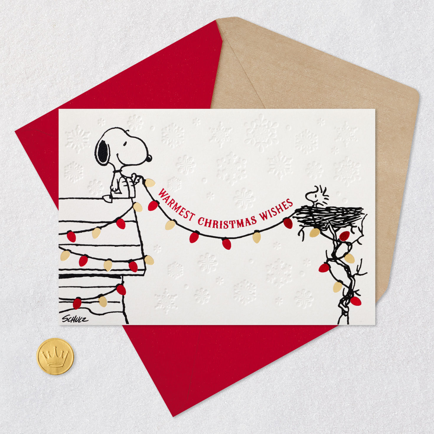 Peanuts&reg; Snoopy and Woodstock Warm Wishes Christmas Card, , large image number 5