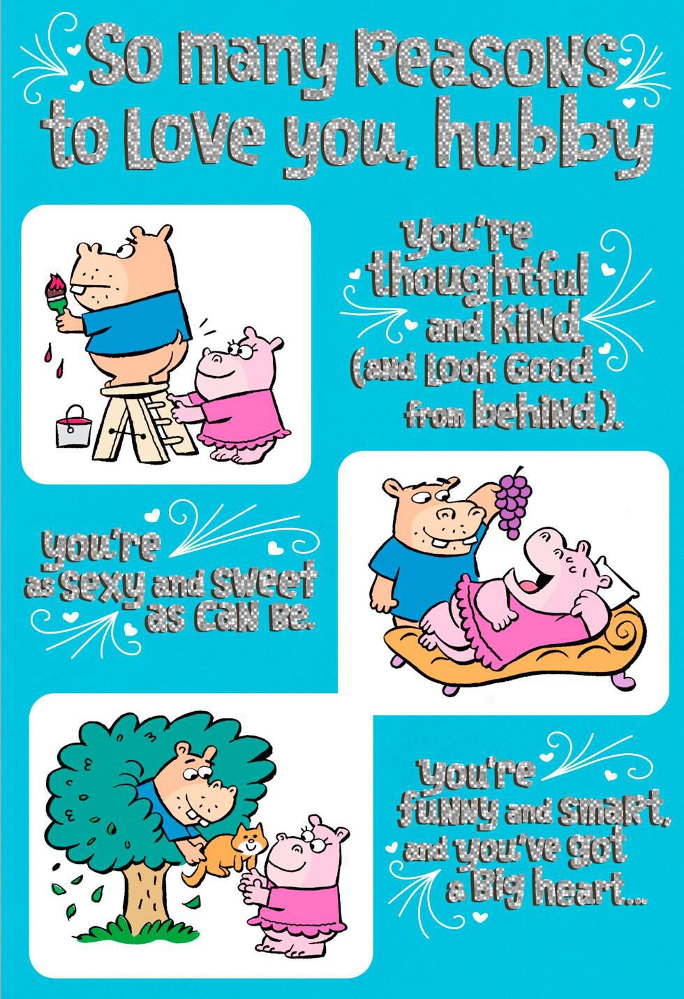 Hippos in Love Pop Up Birthday Card for Husband