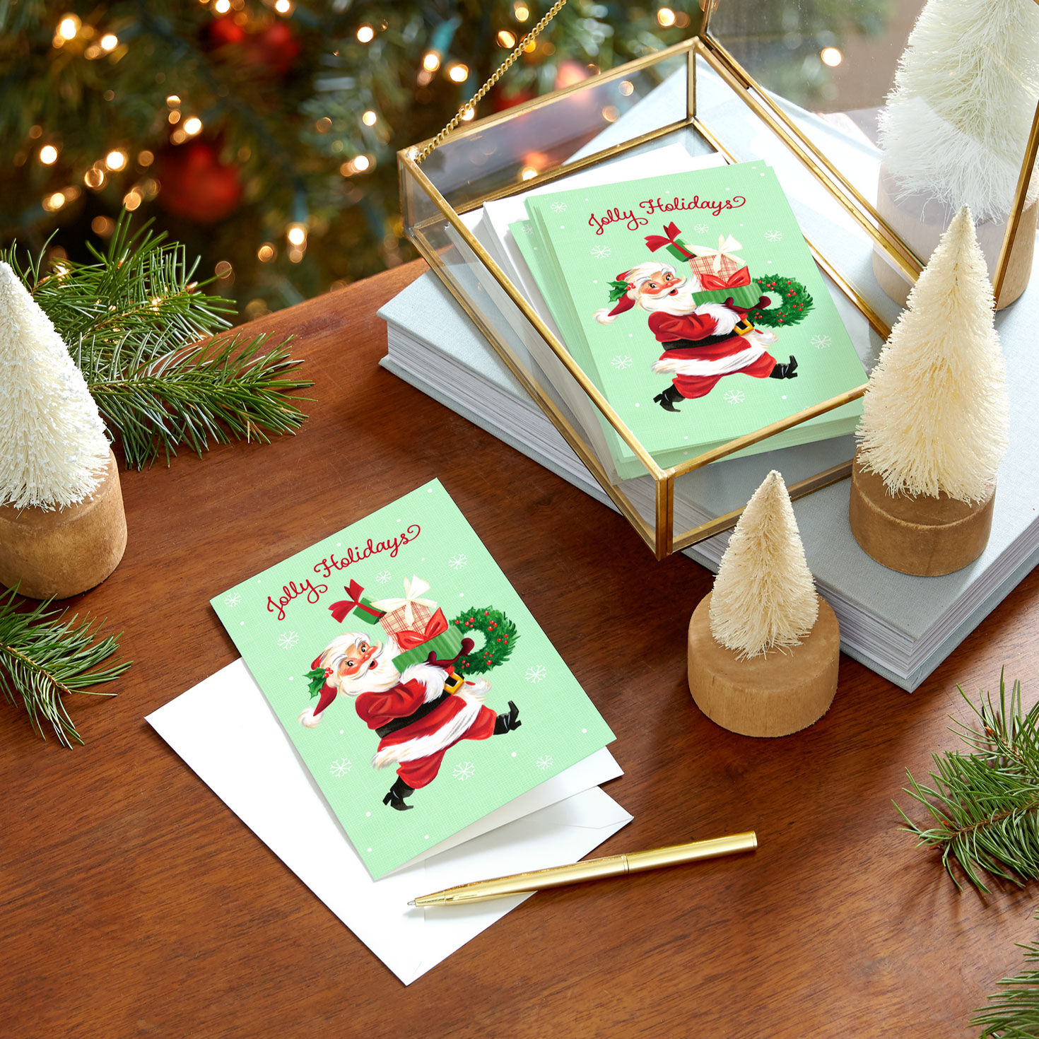 Vintage Jolly Santa Claus Christmas Card Pack in use image number 6