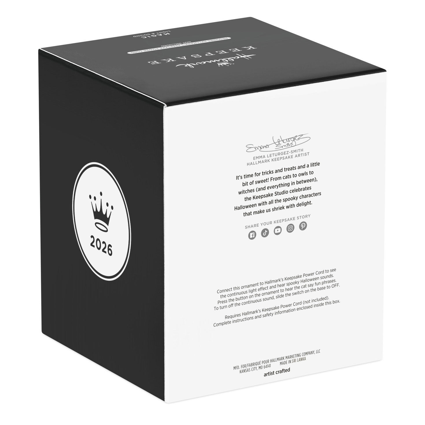 Halloween Cat With Light Up Face Keepsake Ornament  image number 6