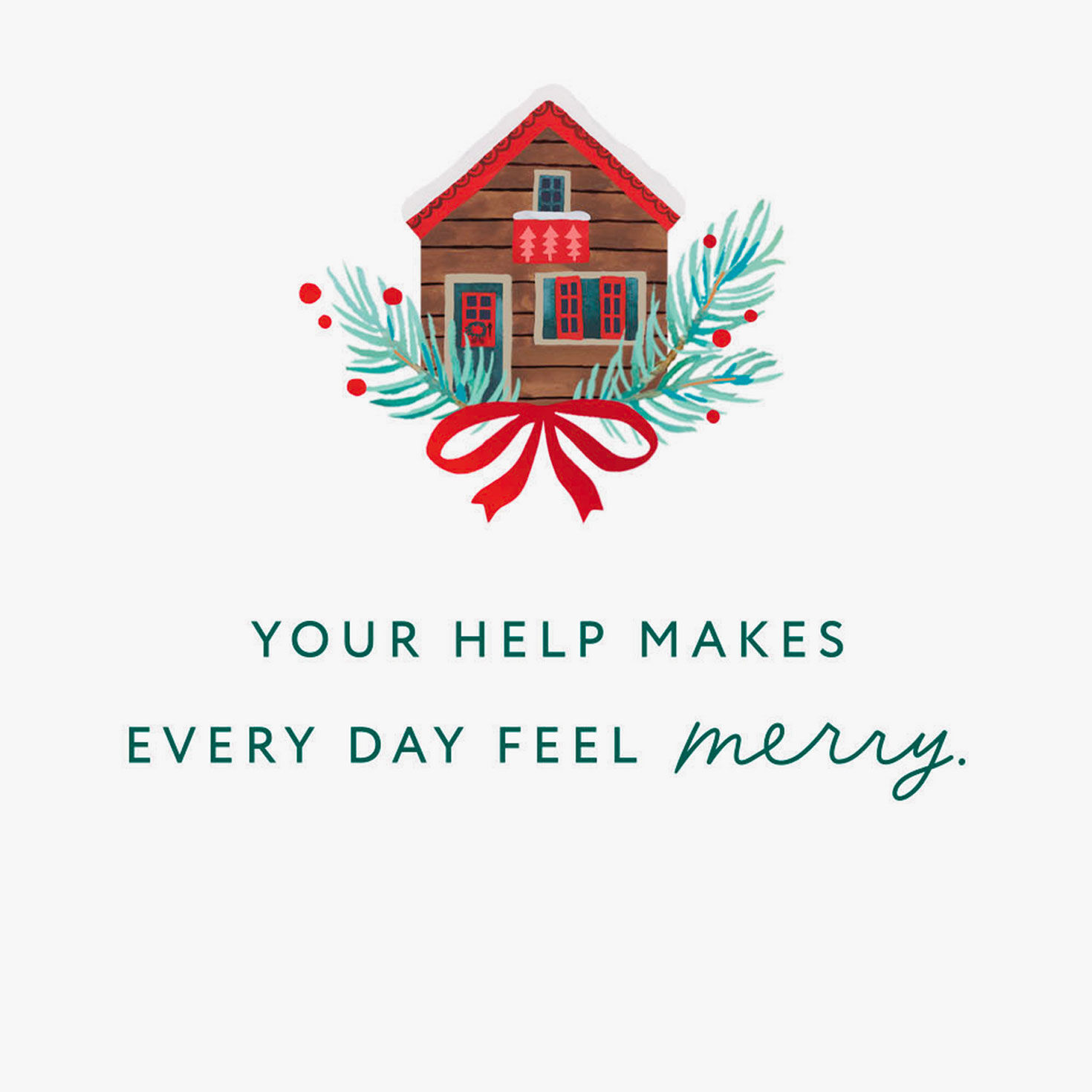 Wreath and Cottage Housekeeper Christmas Card Sentiment image number 2