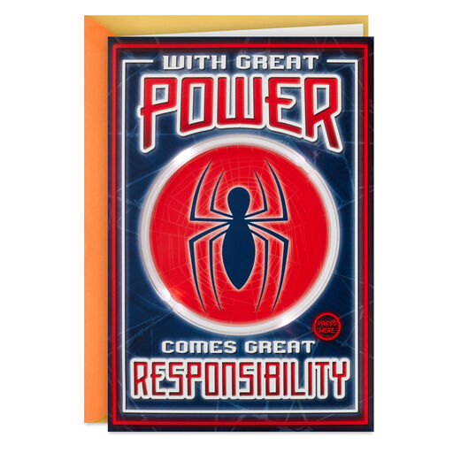 Marvel Spider-Man Power and Responsibility Musical Birthday Card With Light, 