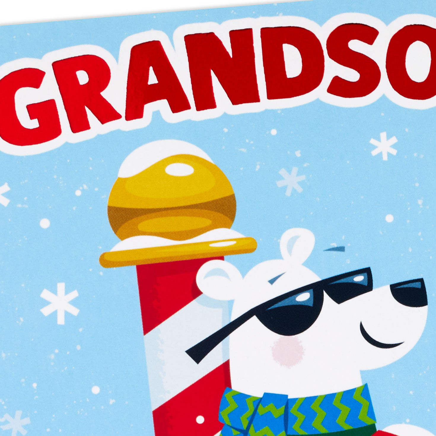 Cool Polar Bear Grandson Christmas Card Card Front Detail image number 8