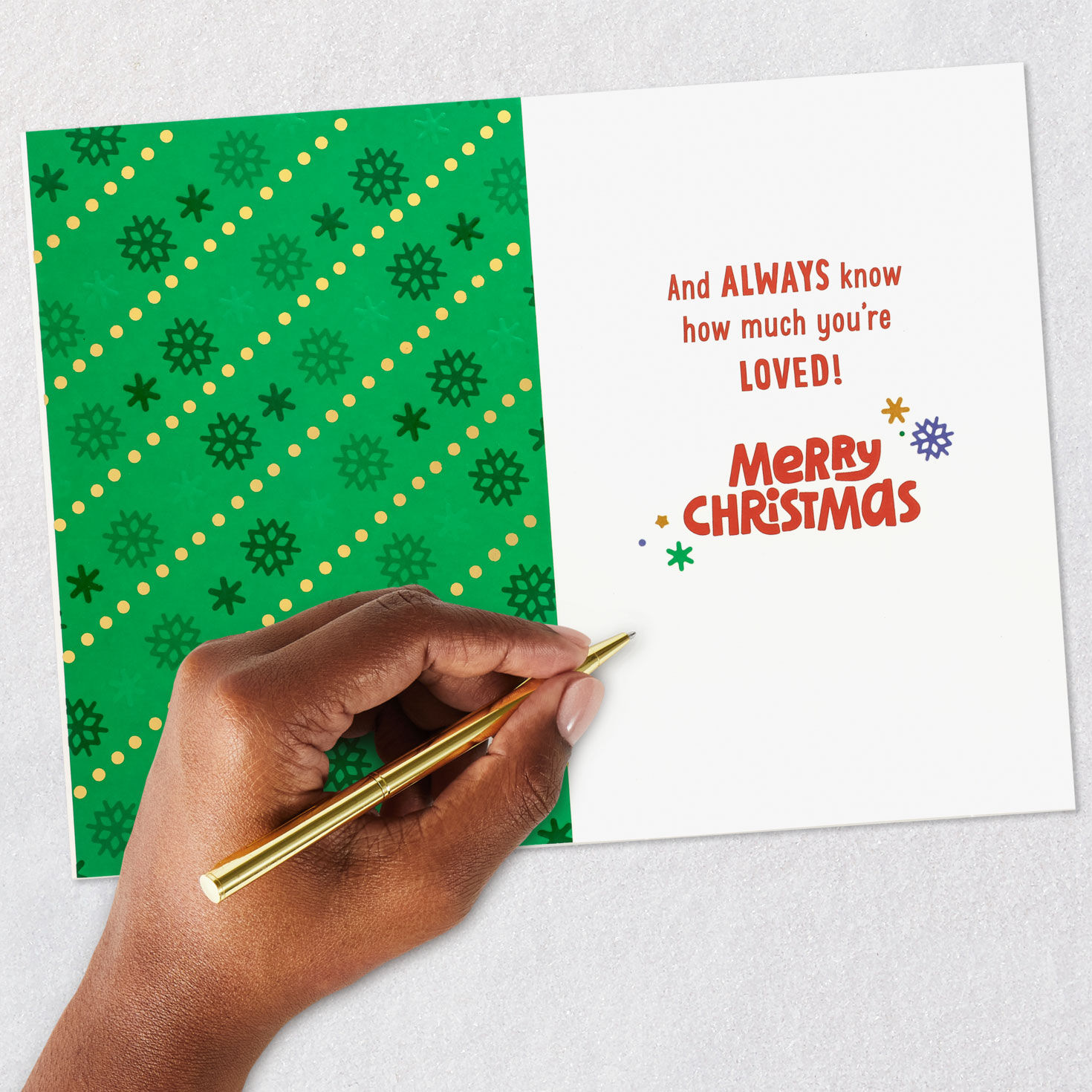 Red, Yellow, Blue and Green Christmas Card for Grandson Signing card image number 6