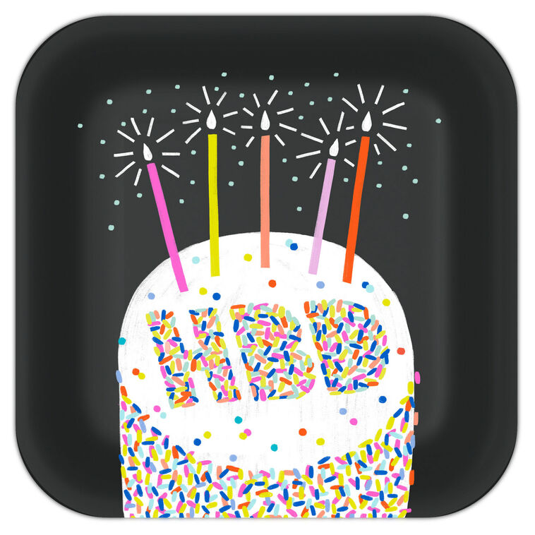 "HBD" Cake Dessert Plates, Pack of 8