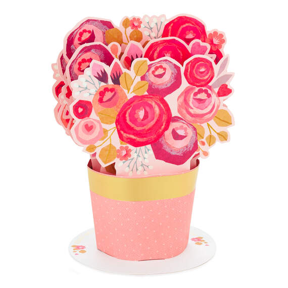 Love You Flower Vase 3D Pop-Up Valentine's Day Card, , large image number 3