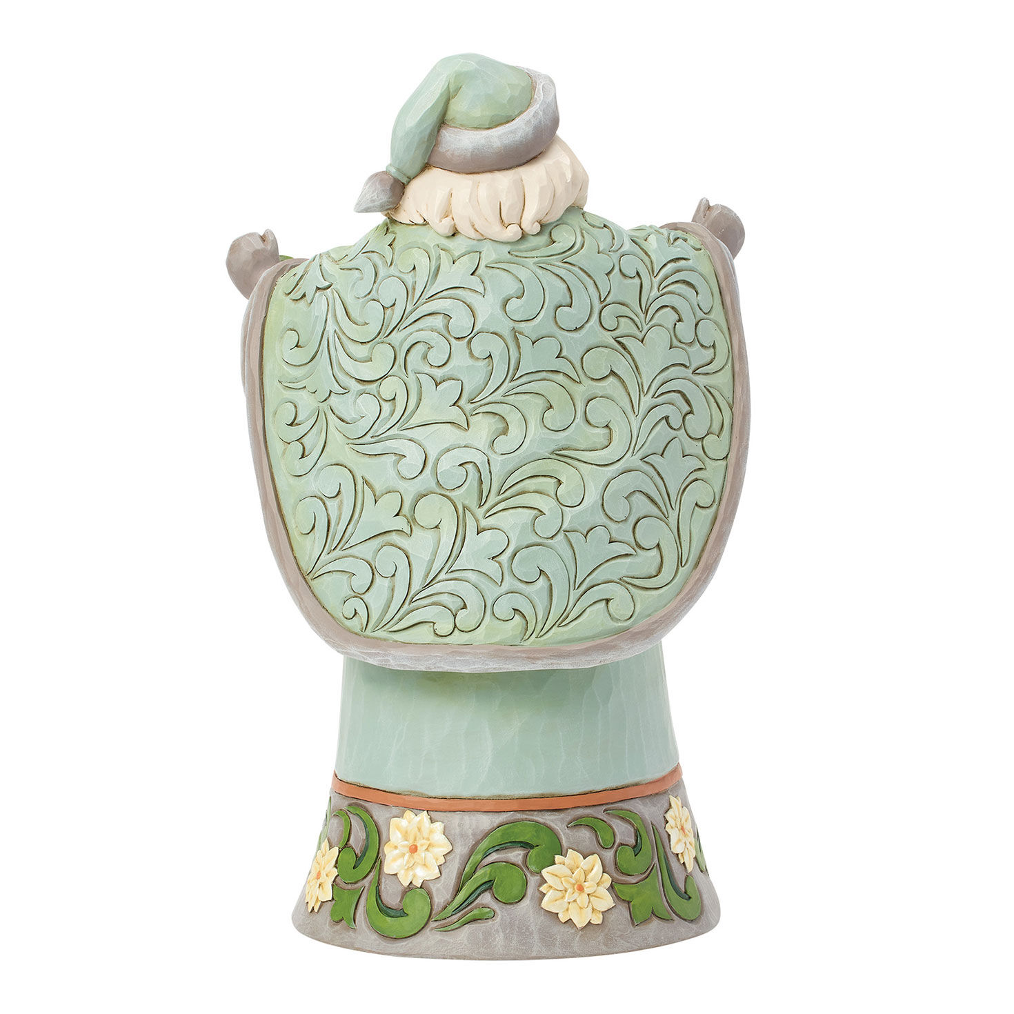 Santa in Green With Flower Garland Jim Shore Statue back image number 2