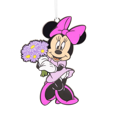 Disney Minnie Mouse With Flowers Metal With Dimension Hallmark Ornament, 