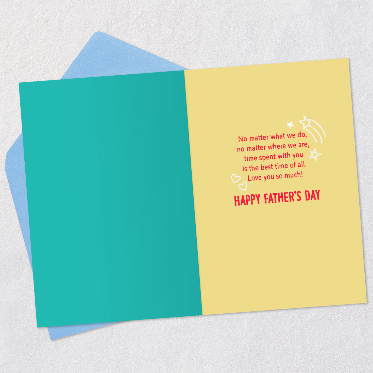 Cute Teal and Red Icons Father's Day Card Open Card with Envelope image number 3