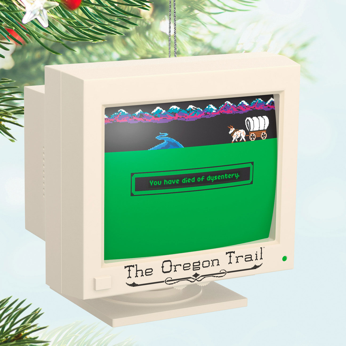 The Oregon Trail Computer Keepsake Ornament hanging on tree image number 2