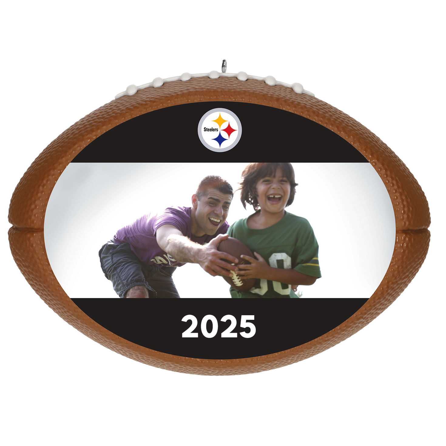 NFL Pittsburgh Steelers Football Personalized Ornament, Custom Photo and Text