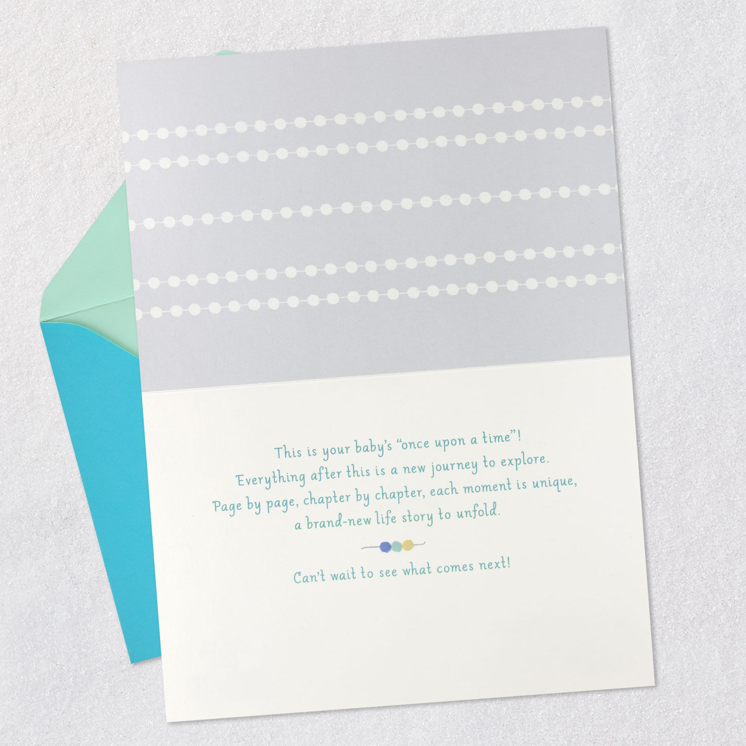 Books and Decor on Nursery Shelf New Baby Card Open card with envelope image number 3