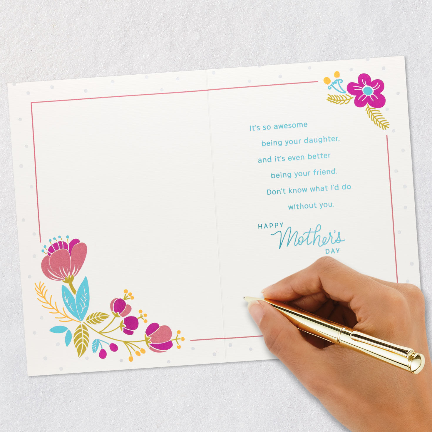 Floral Wreath Mom Mother's Day Card From Daughter Signing card image number 6