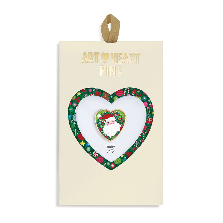 Demdaco Holly Jolly Santa Art Heart Pin