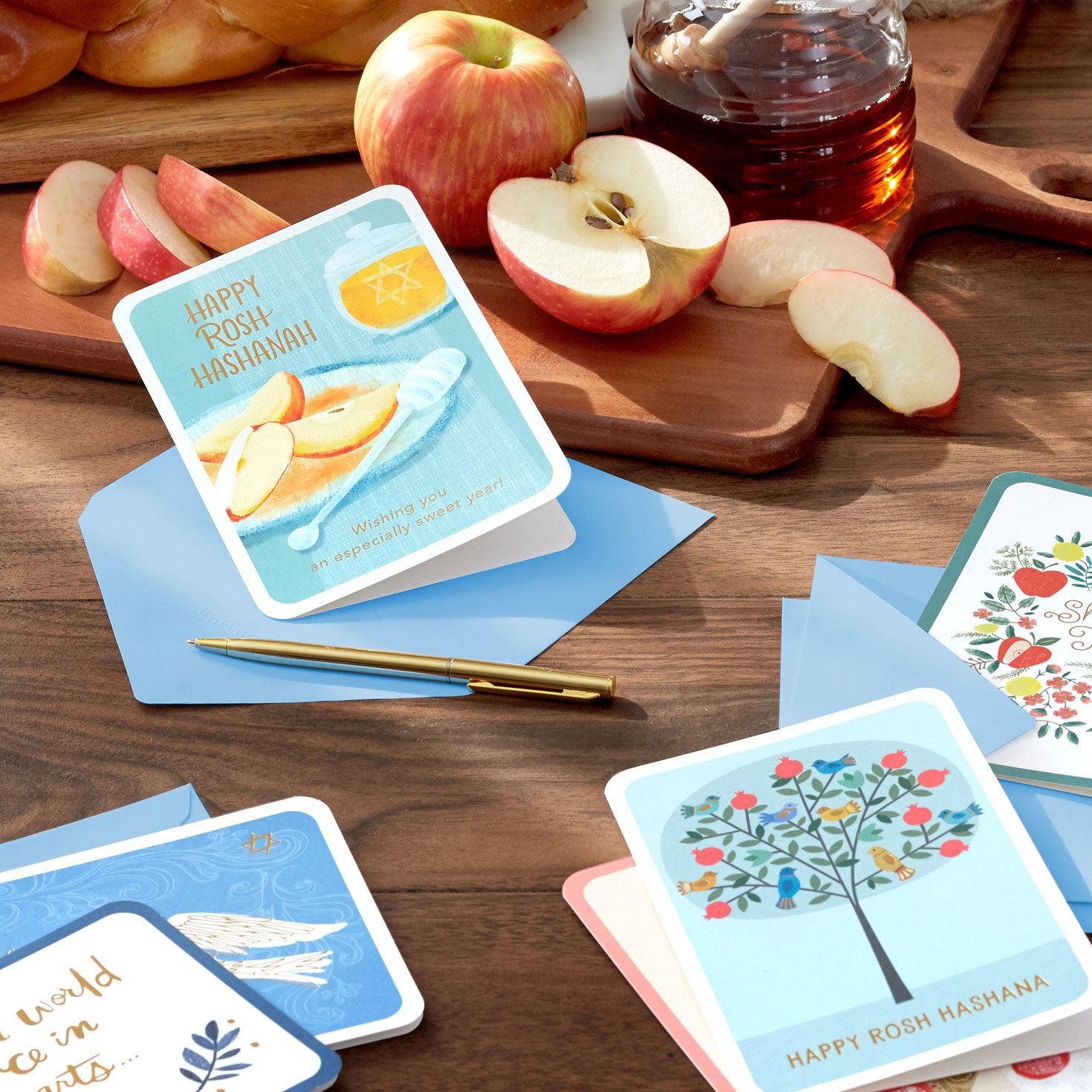 Apples and Honey Jewish New Year Cards Assortment product in use image number 8
