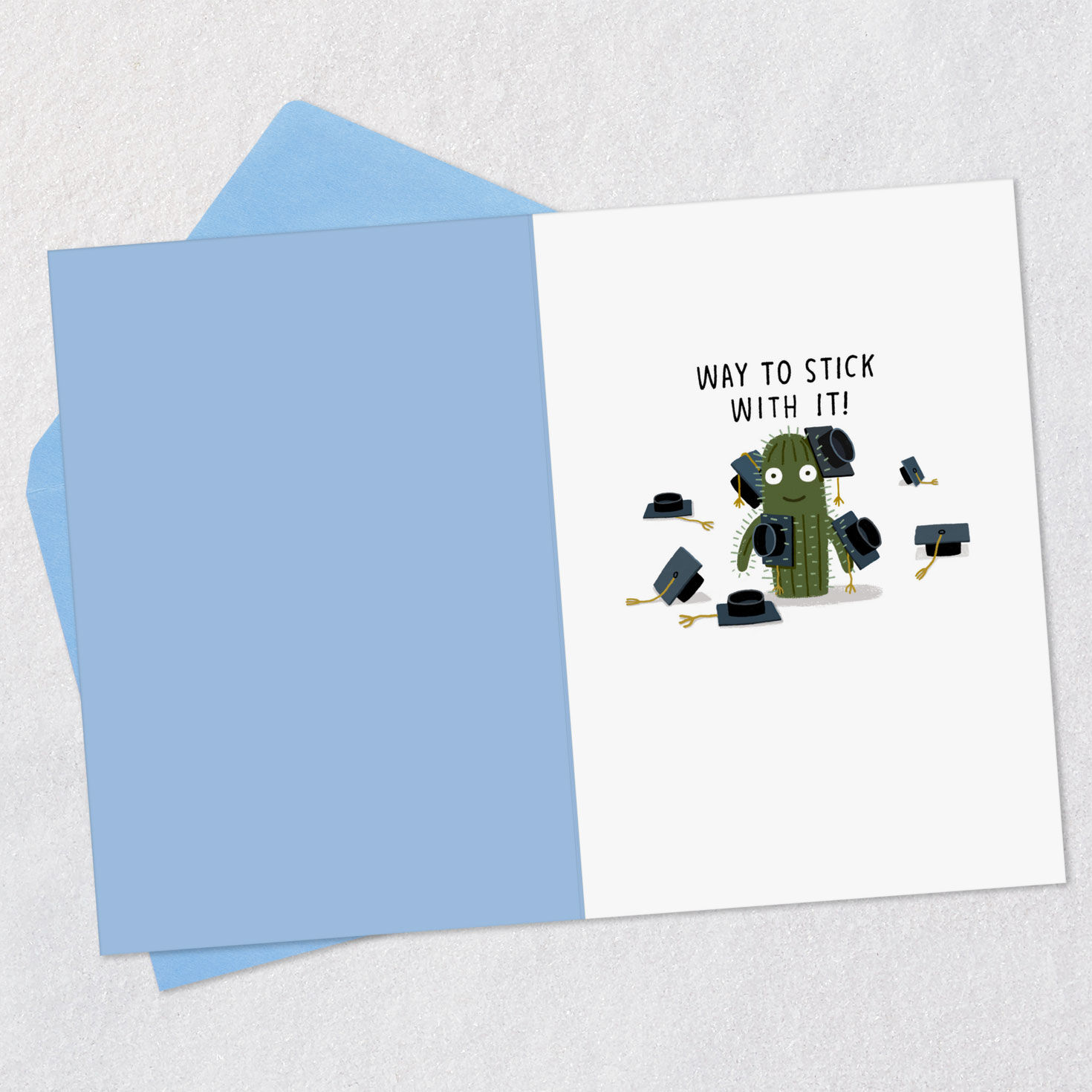 Cactus with Grad Caps Funny Graduation Card Open card with envelope image number 3