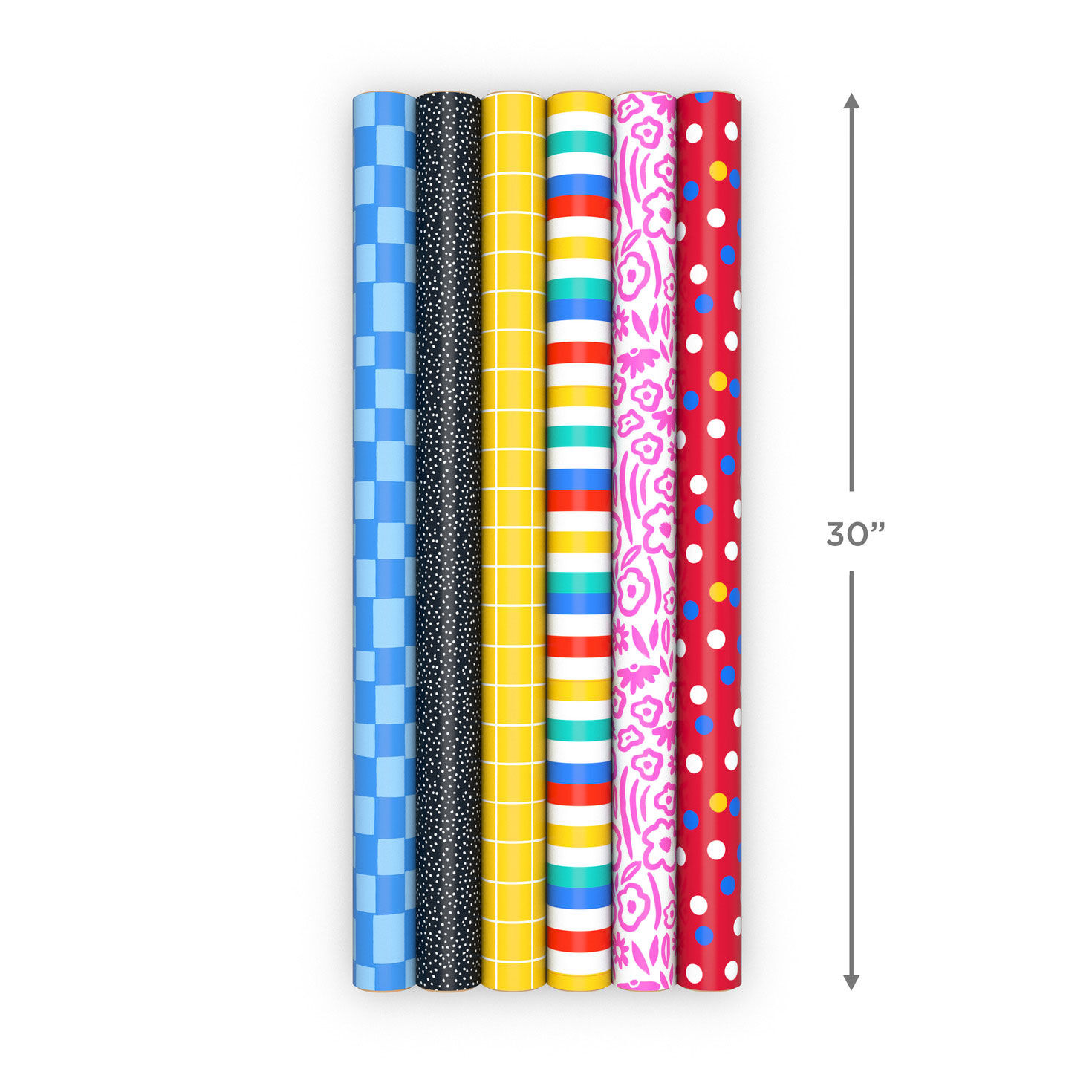 Bold Shapes 6-Pack Assorted Reversible Wrapping Paper Roll Bundle, 150 sq. ft. total, , large image number 7