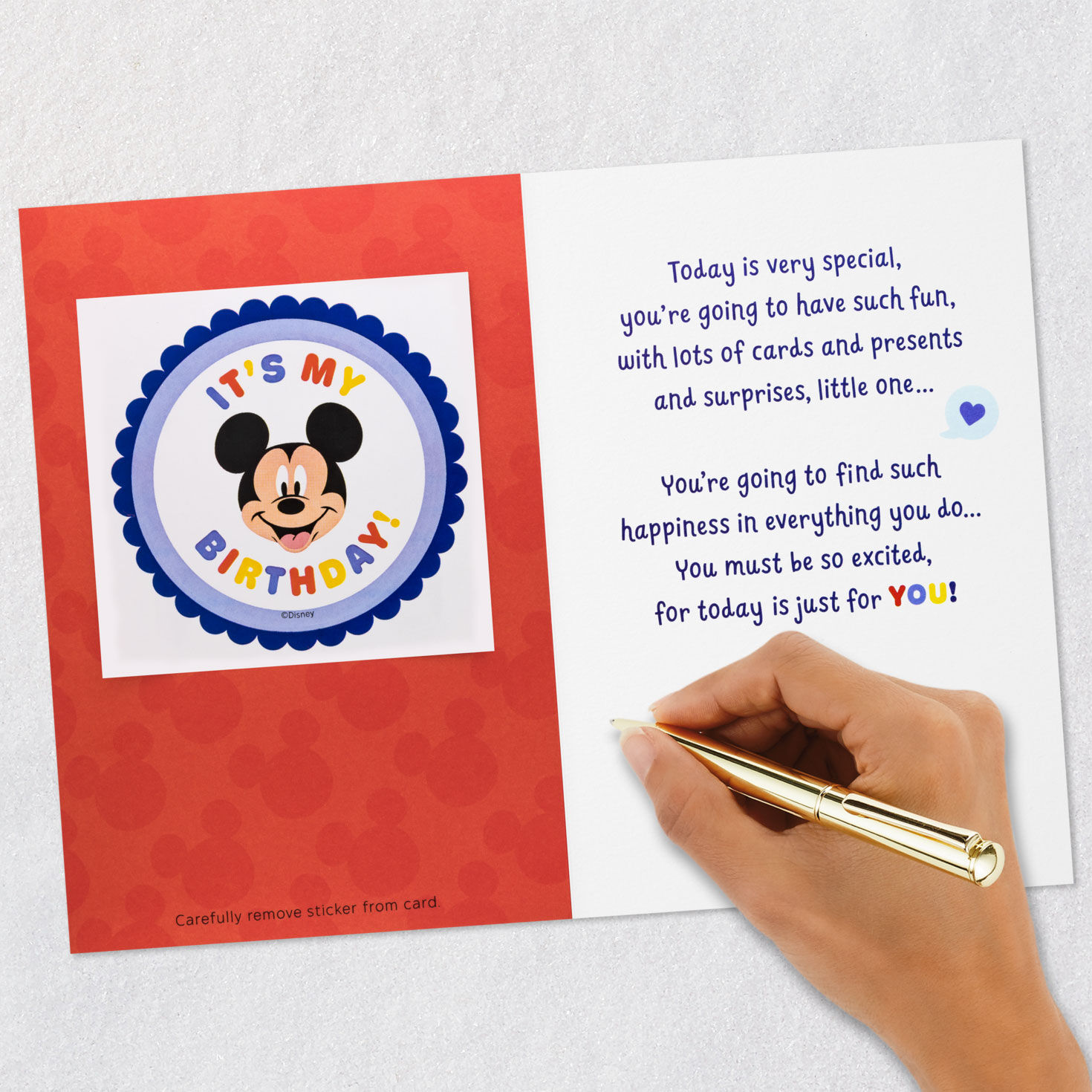 Disney Mickey Mouse Kids Birthday Card With Sticker signing card image number 8