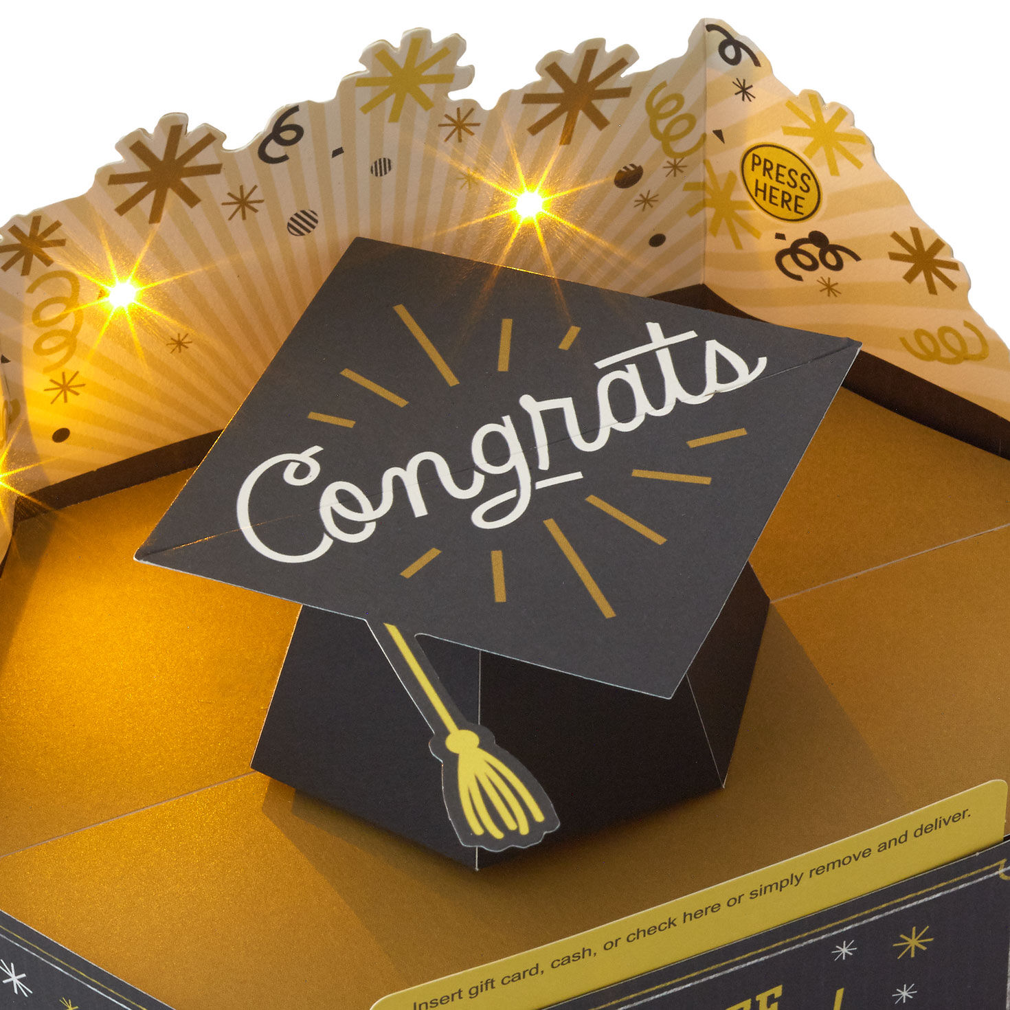 Grad Cap Pop-Up Graduation Gift Card Holder With Music and Light  image number 4