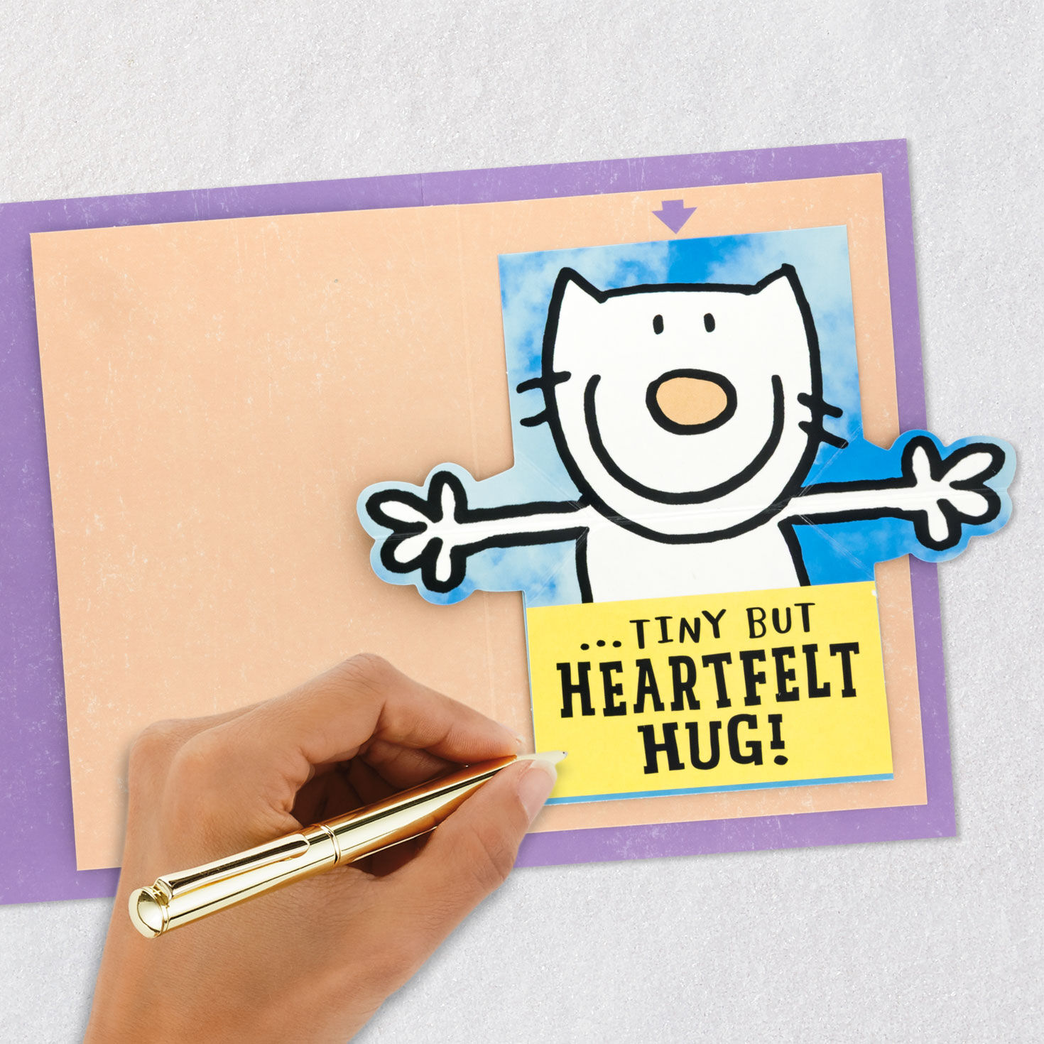 Funny Cartoon Cat Hug Pop-Up Get Well Card Signing card image number 9
