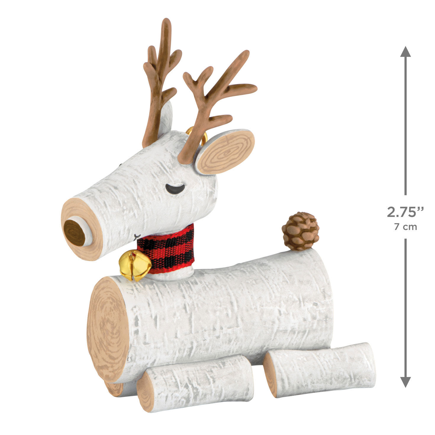 Reindeer of Tree Logs Sitting Keepsake Ornament measurement image number 3