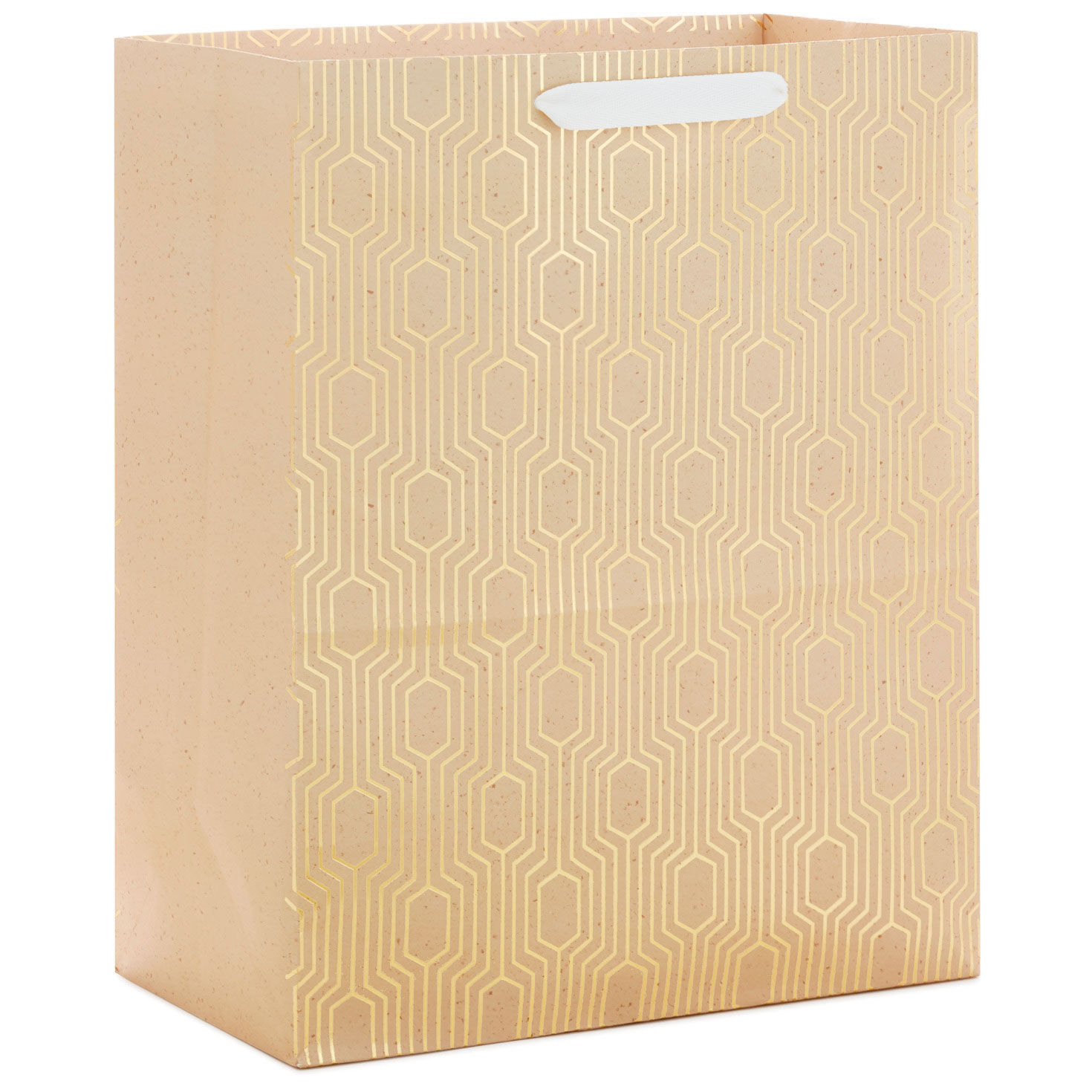 13" Gold Geometric on Tan Large Gift Bag