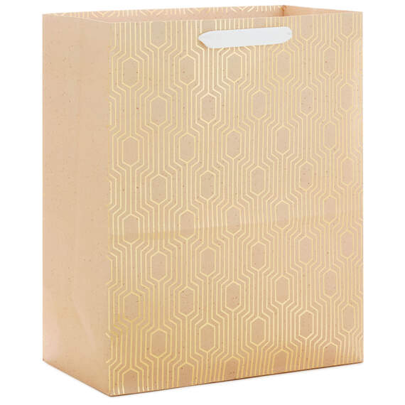 13" Gold Geometric on Tan Large Gift Bag